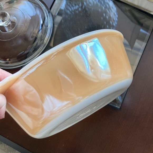 EUC! Vintage- Anchor Hocking Fire King Iridescent Peach Luster Baking Ovenware - Picture 8 of 10